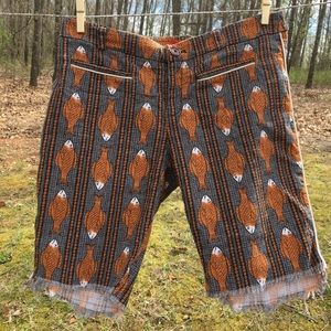 Anthropologie distressed fish pattern shorts
